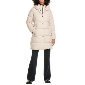 Sam Edelman Womens  Hooded Puffer Coat, White